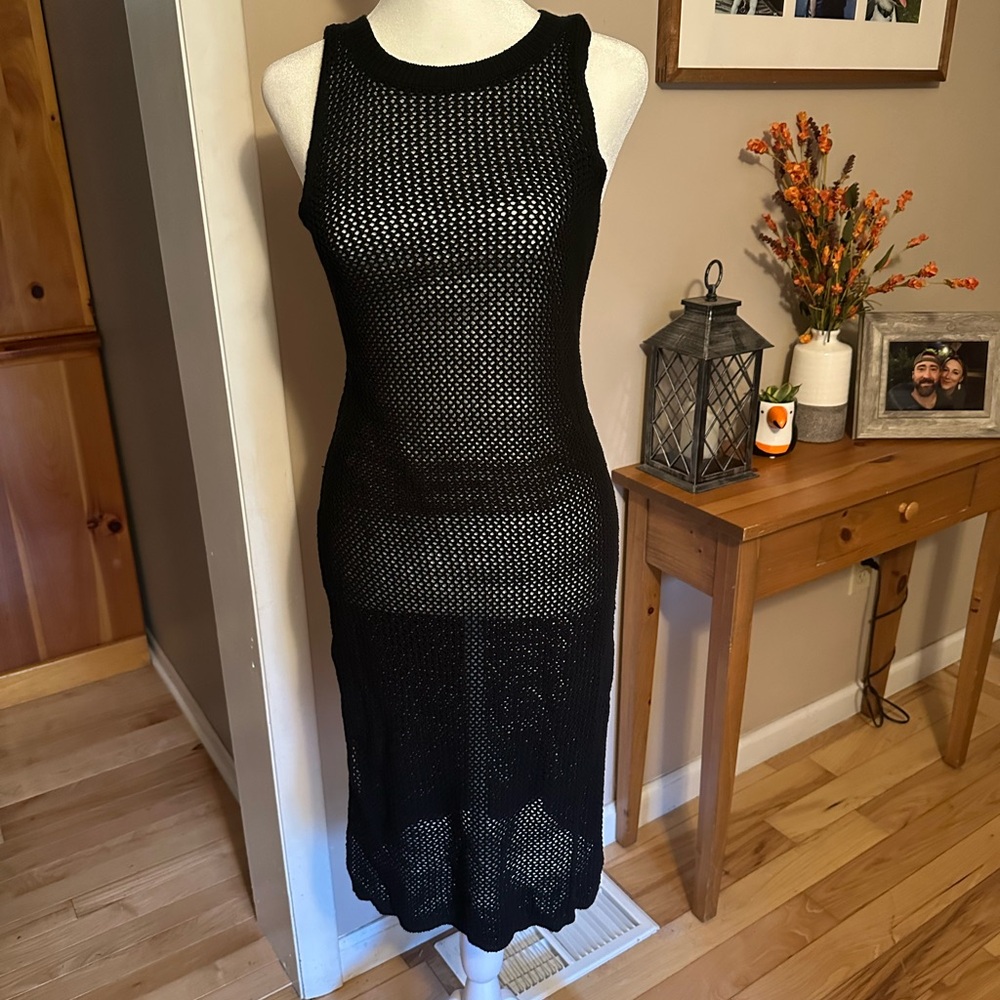 Lulu's Black Mesh Swim Cover-Up - Picture 3 of 8